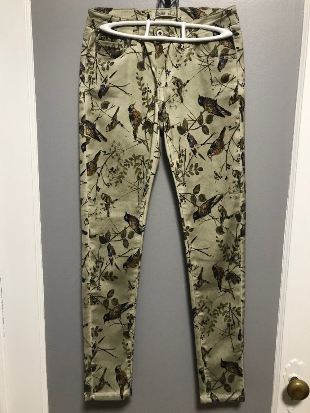 Y2K Forestcore Cottagecore Animal Bird Print Skinny Pants size SMALL / 26